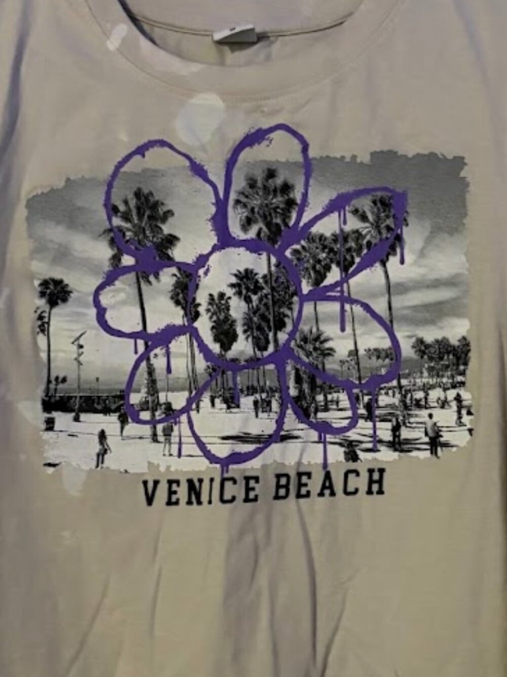 Electric Pink Venice Beach Graphic Cropped Tee